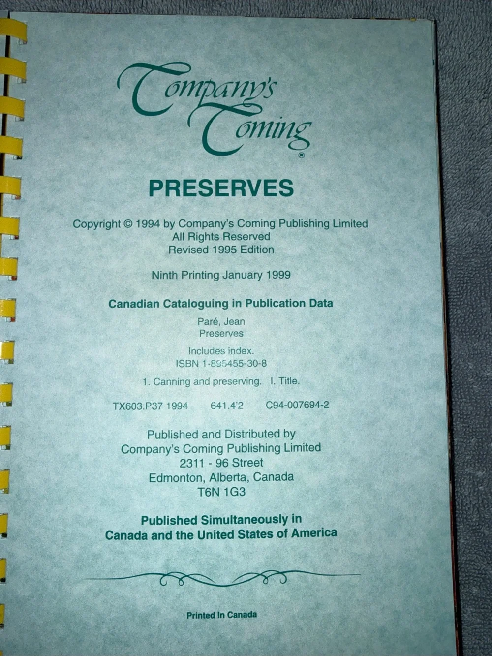 Jam On Cookbook - Company's Coming Preserves - Cookbook Lot